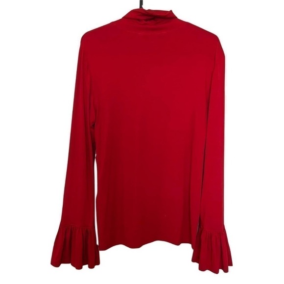 Trina Turk Red Stretch Jersey Abril Turtleneck Pullover Blouse Size Medium - Picture 3 of 8